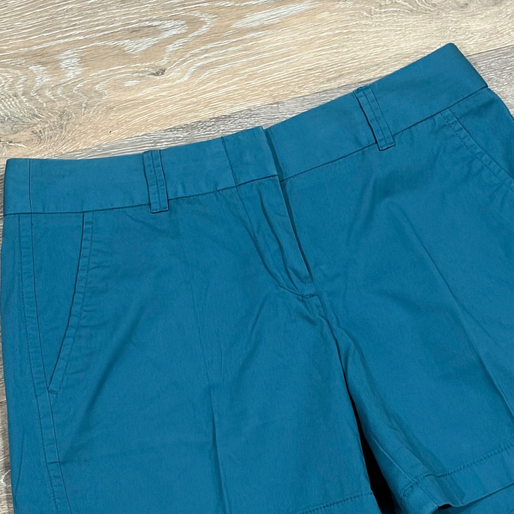 J.Crew Womens Broken-In Chino Shorts Teal Blue Cotton Size 2